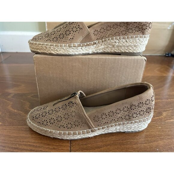 Easy Street Women's Tan Rope Wedge Closed Toe Zip Shoes Zenon 5.5 M NEW - Picture 4 of 11